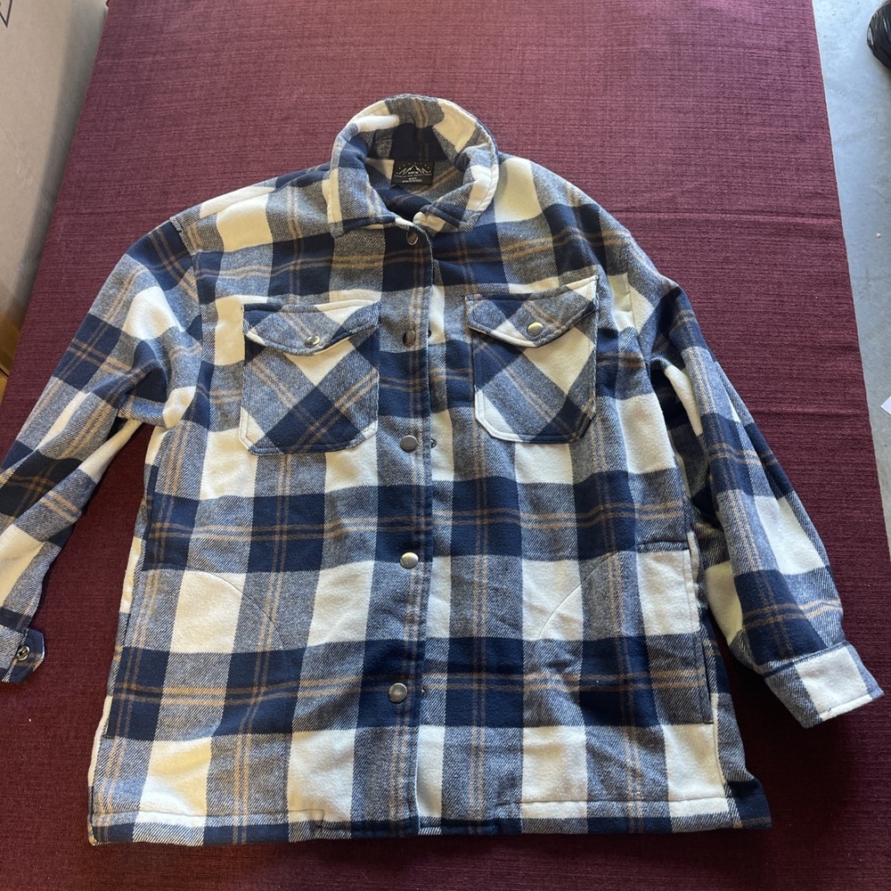 HFX Flannel Shirt Jacket Women's Medium Plaid Relaxed Fit Warm Shell Size Small